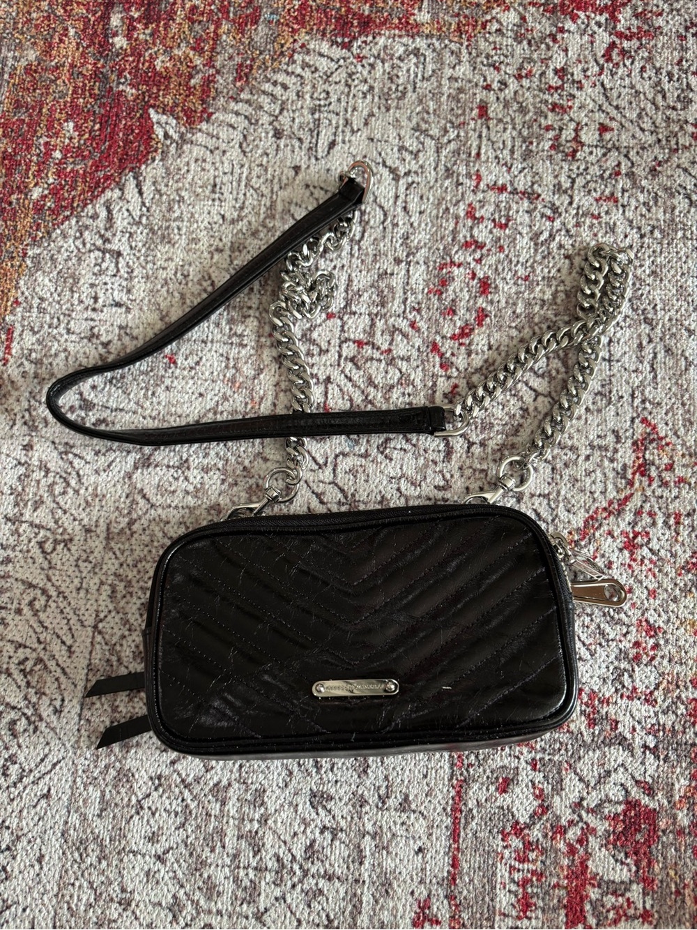 NWOT Rebecca Minkoff Black Quilted Crossbody Bag with Chain Strap
